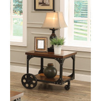 Coaster Furniture 701127 Roy End Table with Casters Rustic Brown